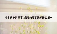 排名前十的黑客_最好的黑客技术排名第一