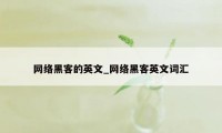 网络黑客的英文_网络黑客英文词汇