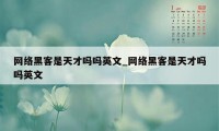 网络黑客是天才吗吗英文_网络黑客是天才吗吗英文