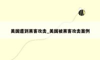 美国遭到黑客攻击_美国被黑客攻击案例