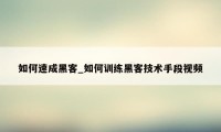 如何速成黑客_如何训练黑客技术手段视频