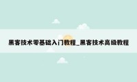 黑客技术零基础入门教程_黑客技术高级教程