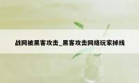 战网被黑客攻击_黑客攻击网络玩家掉线