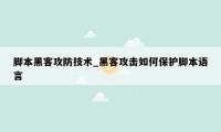 脚本黑客攻防技术_黑客攻击如何保护脚本语言