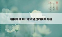 暗网中级会计考试通过的简单介绍