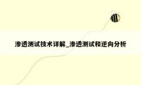 渗透测试技术详解_渗透测试和逆向分析