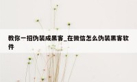 教你一招伪装成黑客_在微信怎么伪装黑客软件