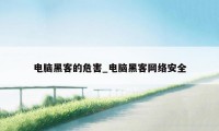 电脑黑客的危害_电脑黑客网络安全