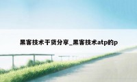 黑客技术干货分享_黑客技术atp的p