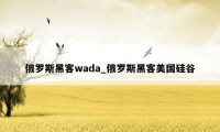 俄罗斯黑客wada_俄罗斯黑客美国硅谷