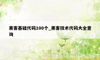 黑客基础代码100个_黑客技术代码大全查询