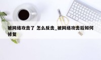 被网络攻击了 怎么反击_被网络攻击后如何修复