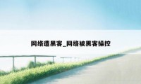 网络遭黑客_网络被黑客操控