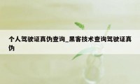 个人驾驶证真伪查询_黑客技术查询驾驶证真伪