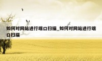 如何对网站进行端口扫描_如何对网站进行端口扫描