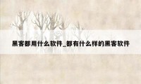 黑客都用什么软件_都有什么样的黑客软件