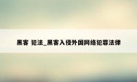 黑客 犯法_黑客入侵外国网络犯罪法律