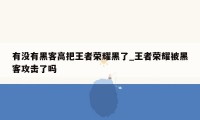 有没有黑客高把王者荣耀黑了_王者荣耀被黑客攻击了吗