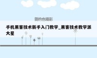 手机黑客技术新手入门教学_黑客技术教学派大星