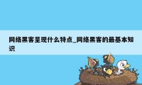 网络黑客呈现什么特点_网络黑客的最基本知识