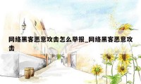 网络黑客恶意攻击怎么举报_网络黑客恶意攻击