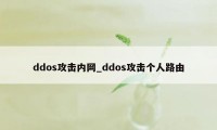 ddos攻击内网_ddos攻击个人路由