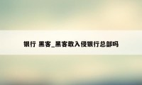 银行 黑客_黑客敢入侵银行总部吗
