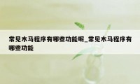 常见木马程序有哪些功能呢_常见木马程序有哪些功能