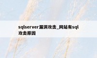 sqlserver漏洞攻击_网站有sql攻击原因