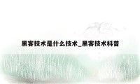 黑客技术是什么技术_黑客技术科普