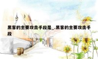 黑客的主要攻击手段是_.黑客的主要攻击手段