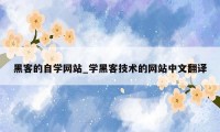 黑客的自学网站_学黑客技术的网站中文翻译