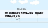 2013年日本黑客大规模入侵国_日本政府被黑客入侵了吗