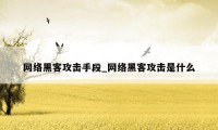 网络黑客攻击手段_网络黑客攻击是什么