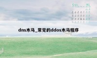 dns木马_常见的ddos木马程序