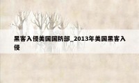黑客入侵美国国防部_2013年美国黑客入侵