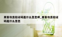 黑客攻击验证码是什么意思啊_黑客攻击验证码是什么意思