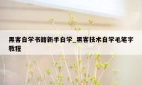 黑客自学书籍新手自学_黑客技术自学毛笔字教程
