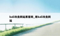 kali攻击网站黑客网_用kali攻击网站