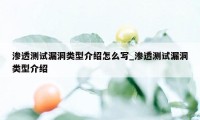 渗透测试漏洞类型介绍怎么写_渗透测试漏洞类型介绍