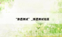 “渗透测试”_渗透测试社区